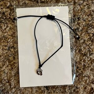 Black Cord Bracelet with Silver Footprint Charm